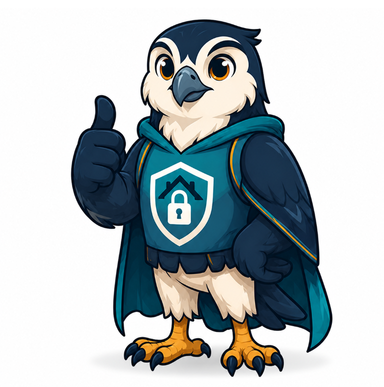 The Nest Guardian falcon, CyberNest's mascot