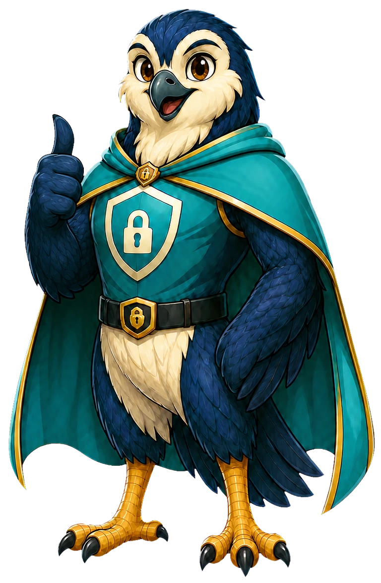 Guardian Falcon offering an encouraging thumbs-up